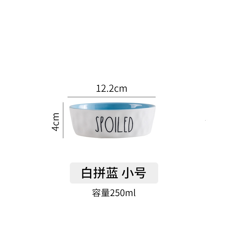 Creative Color-Block English Pet Ceramic Drinking Cat Large Medium Small Kitten Food Bowl Dog Supplies
