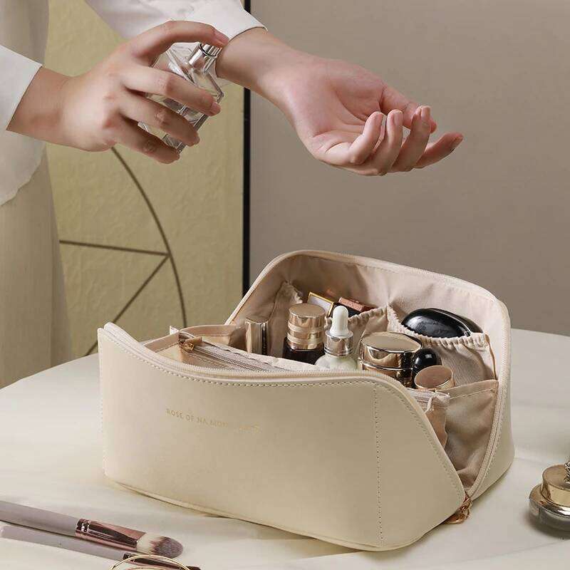 Advanced Multi Functional PU Leather Portable Travel Lightweight Wash Handheld Pillow Makeup Storage Bag