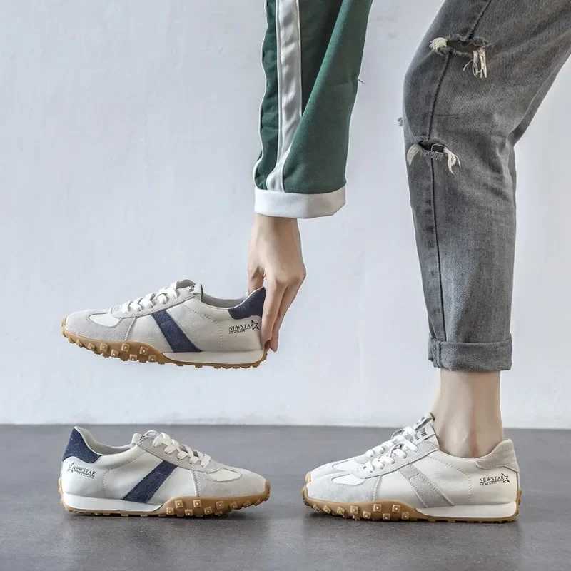 Women Soft Leather Shoes Comfortable Breathable Casual Sneaker 2025 Korean New Lace Up Non-slip Flat Sports Shoes Running Shoes XJ250529