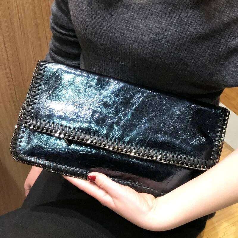 Women's Bags Designer Chains Woven Envelope Soft PU Leather Handbags Clutch Cover Messenger Bags For Women Shoulder Sling Bag NEW Purses
