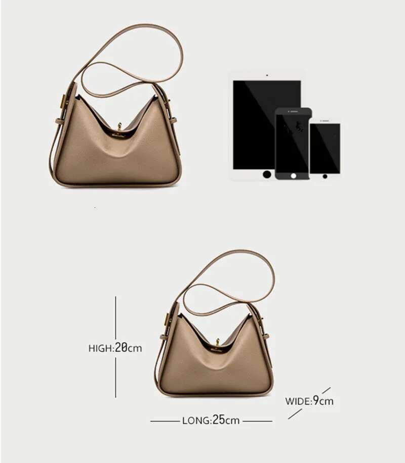 2025 Fashion Design Underarm Genuine Cow Leather Ladies New Tote Adjustable Long Handle Handbag Crossbody Bag