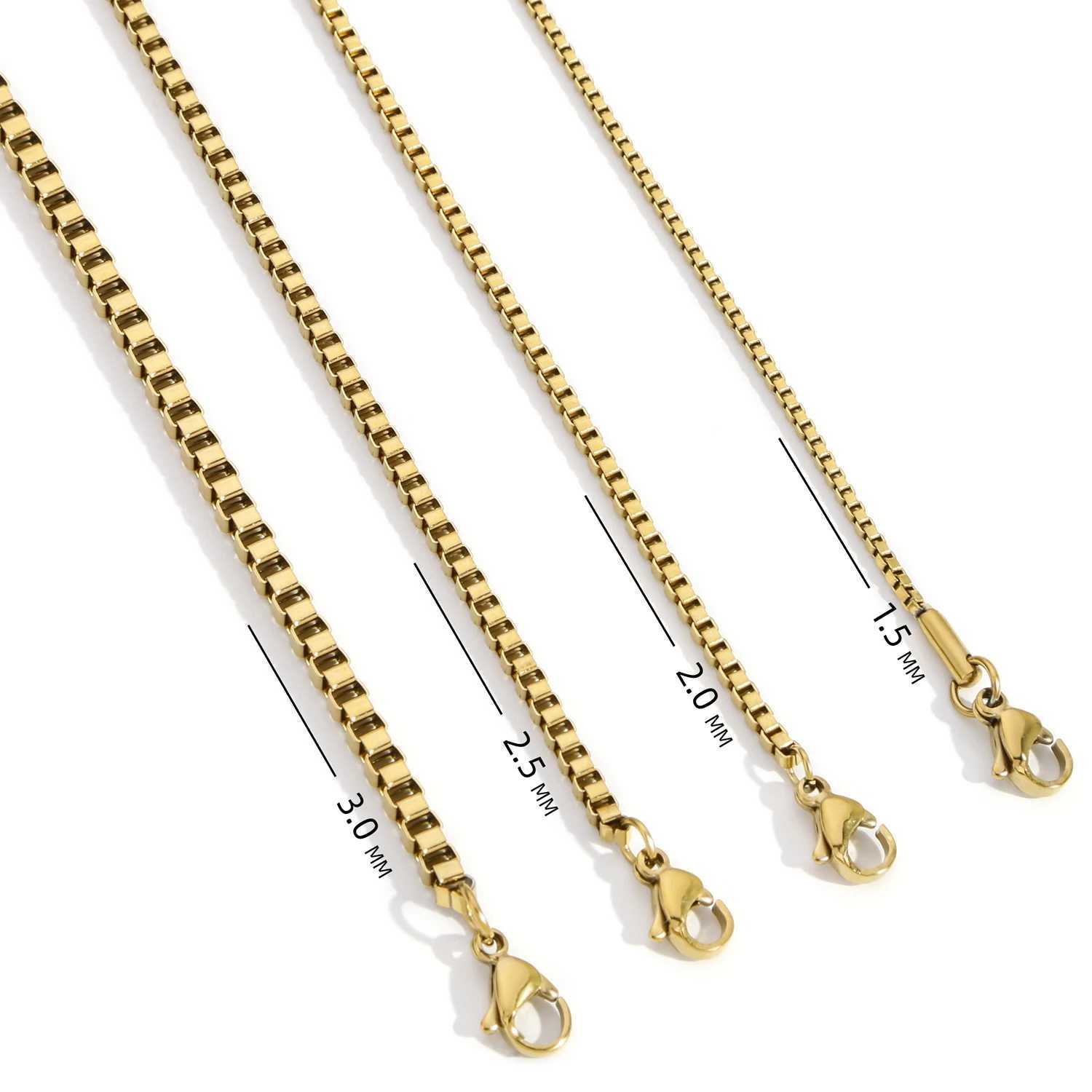 New Arrival HIYEE 1.5 To 3 MM Thick Stainless Steel Box Chain Necklaces For Men And Women Jewelry Link Chokers With 18 To 24 Inches V250618