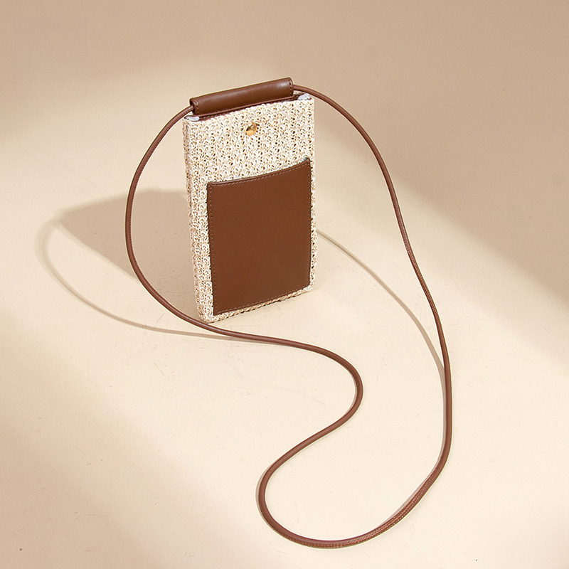 2025 Summer New Raffia Phone Fresh Versatile Shoulder Crossbody Vertical Fashion Coin Purse Small Bag