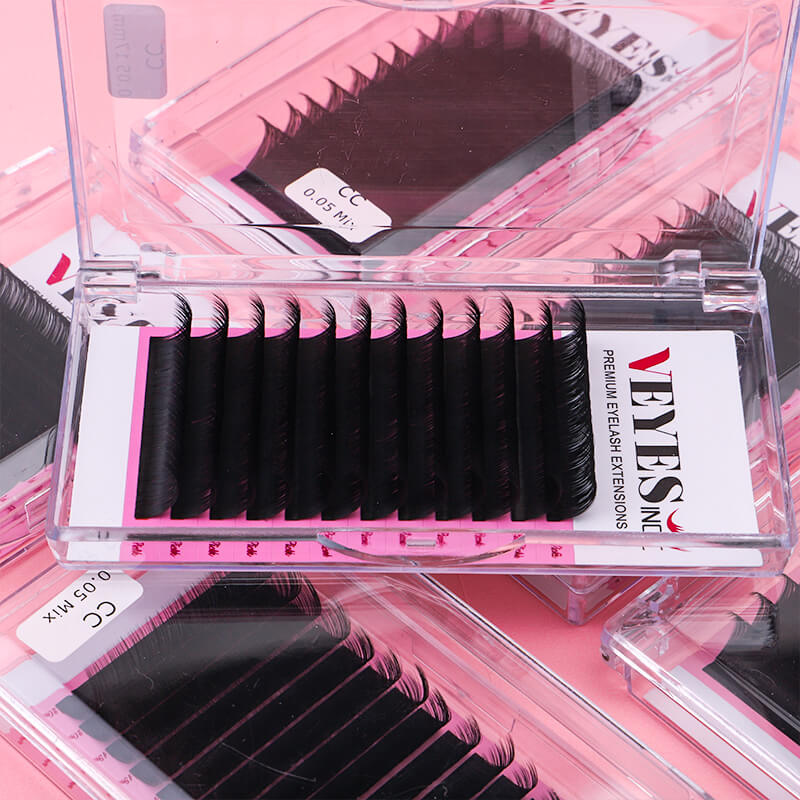 VEYES Wholesale Volume Lashes 0.03 0.05 0.07 Mink Volume Custom Russian Lash Extension Lash Trays Eyelash Extension