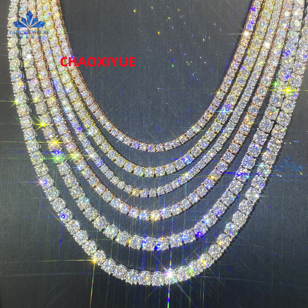 CHEAPEST in HISTORY Large Stock Moissanite Tennis Chain Necklace Bracelet 2MM 3MM Hip Hop Iced Out Jewelry Moissanite Chains