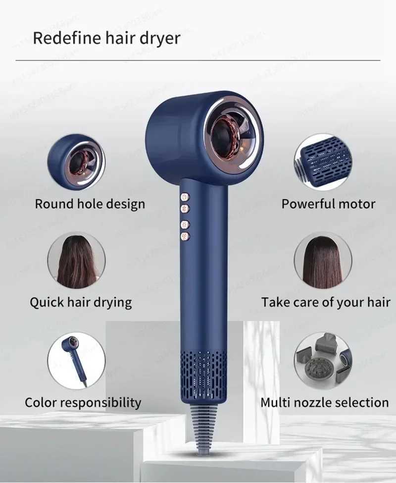 Professional Leafless Hair Dryer Salon Home Appliance Constant Temperature Hair Care Negative Ion High Speed Quick DryXJ250528