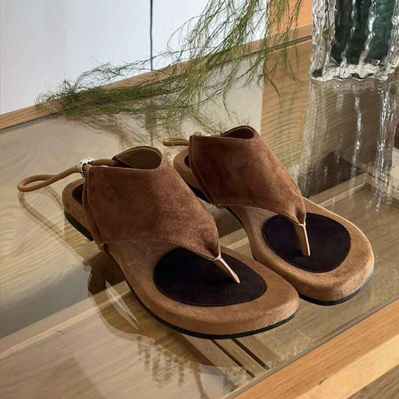 Sheepskin Version ~ French Niche Toe Post for Women 2025 Summer New Fashion Beach Flat Sandals