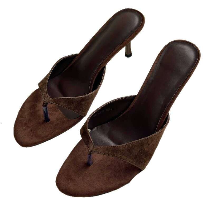 Cowhide Version ~ French Style Elegant Thin Toe Clip for Women Outdoor 2025 Summer New High Heel Sandals