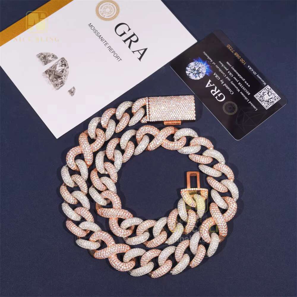 Fashion Hip Hop Jewelry 20mm Infinity Chunky Chain 925 Silver Iced Out Diamond Men Cuban Link Chain