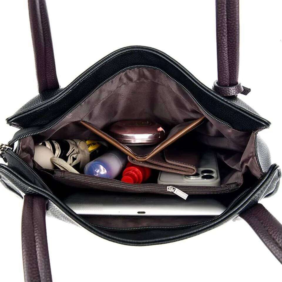 Soft Leather Handbags Women Designer Shoulder Sac Ladies Large Capacity Top-Handle Bags Shopping Casual Tote Bag