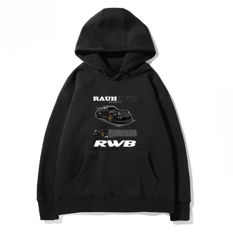 RWB Modified Car 911 Black Hooded Hoodie Men and Women of The Same Model 2024 New Autumn and Winter Casual Loose Top ClothingXJ250514