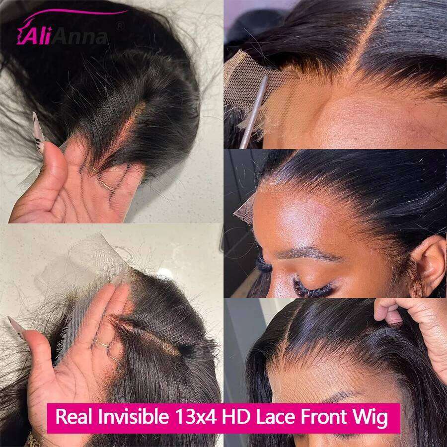 100% Real HD 20 22 inch 13x4 Lace Frontal Wig Straight Human Hair Wigs for Women Brazilian 180% Density