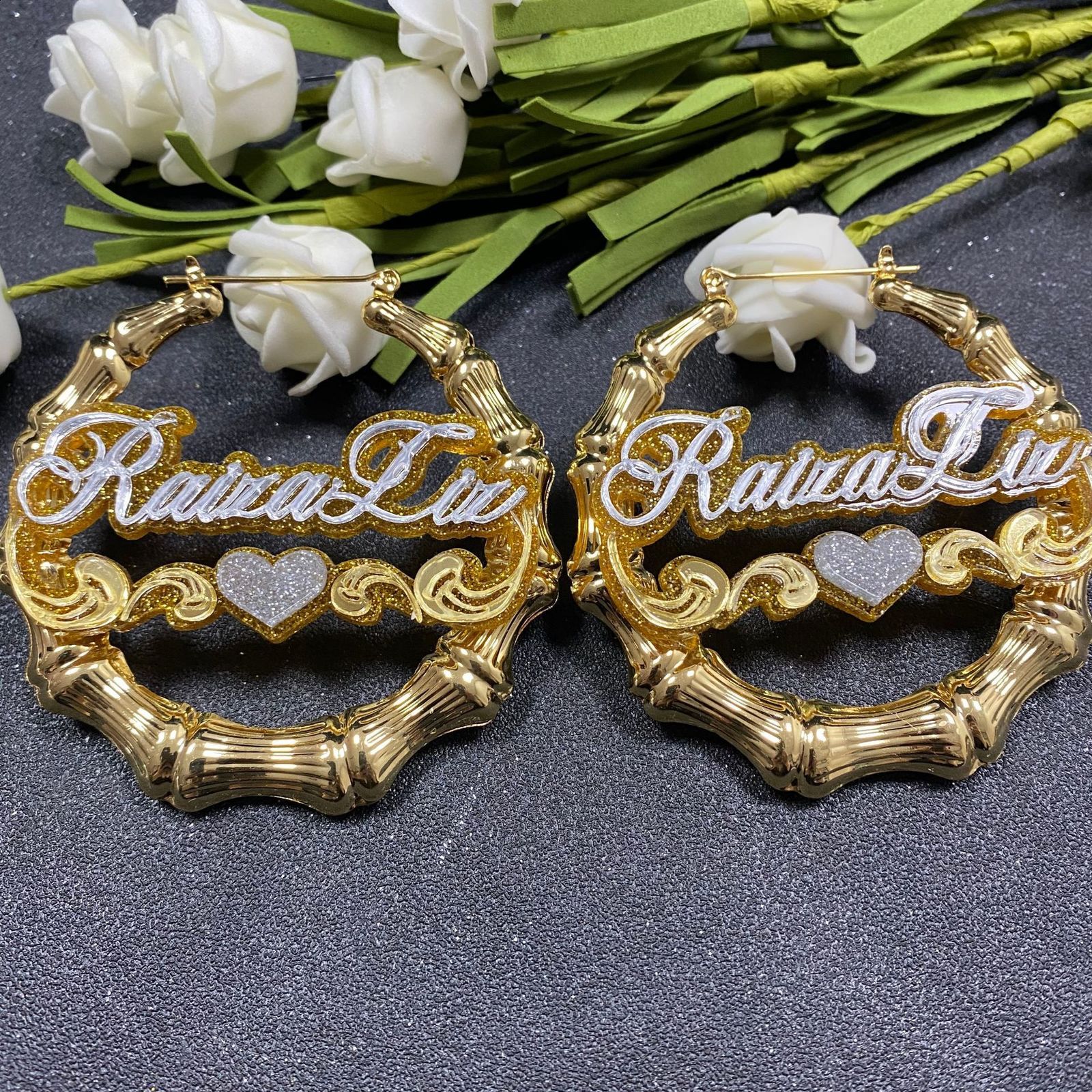 Personalized Custom Name Chain Necklace Earrings Stainless Steel 3D Double Nameplate Necklace For Women Men Jewelry Gifts 240906