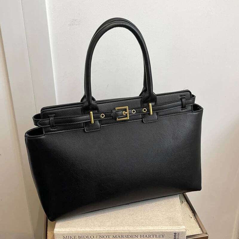 Large Size Women Top-handle Bags Retro Pure Color Big Capacity Shopping Totes 2025 Hot Sale Trendy Designer Handbags PU