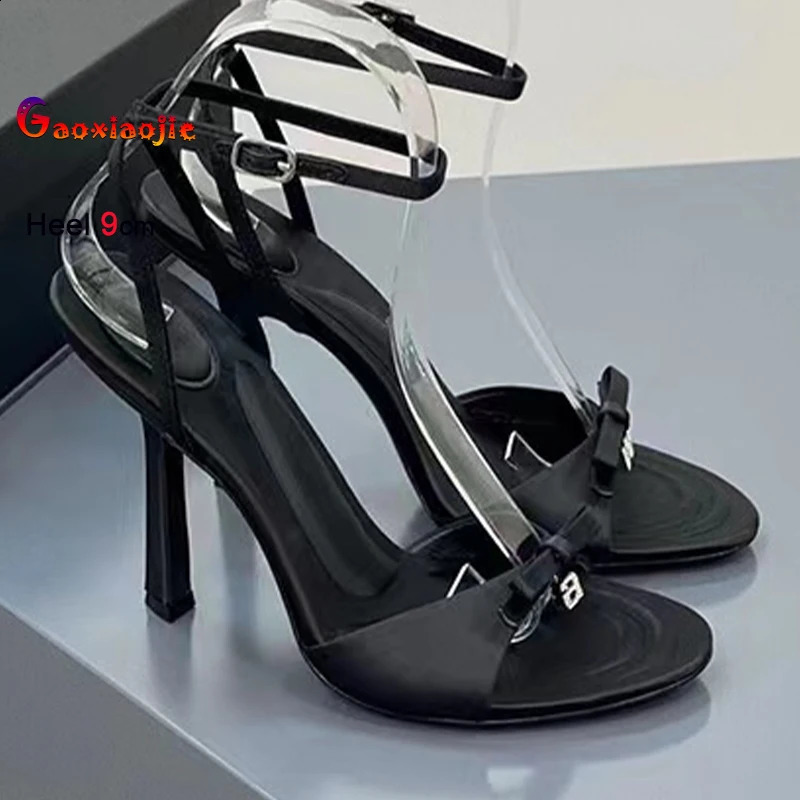 Pink Womens High Heels Sandals One Word Buckle Simple Peep Toe 7cm 9cm Stiletto Sandals Fashion Evening Party Ladies Pumps 250527