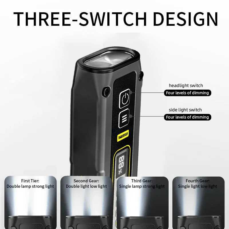 Mini LED Magnetic Warning Camping Flashlight Working Light Multifunctional COB Keychain Light Rechargeable Flashlight OutdoorXJ250529