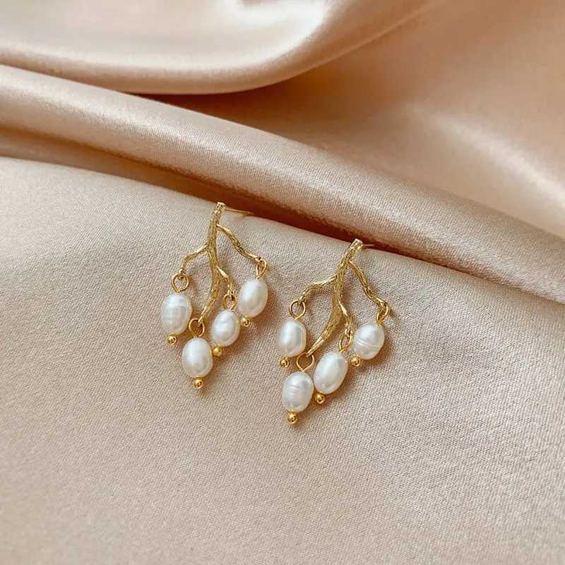 Individual Tree Branch Design Natural Freshwater Pearl 14K Gold Filled Ladies Tassels Stud Earrings Jewelry For Women Gifts L250527