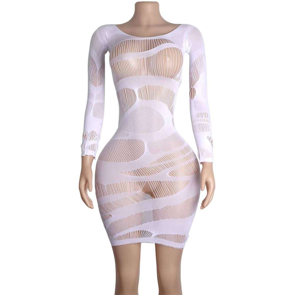Sheer Nightclub Dress Luminous Fishnet Sexy Performance Outfit Exotic Dance Wear Underwear Women Rave Costume
