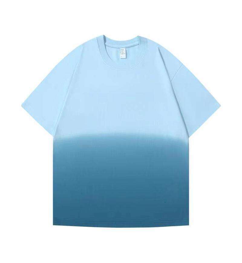 European and American Cross-Border Trade Exclusive 250g Gradient Color Loose Round Neck Trendy Brand Summer Short Sleeve T-Shirt