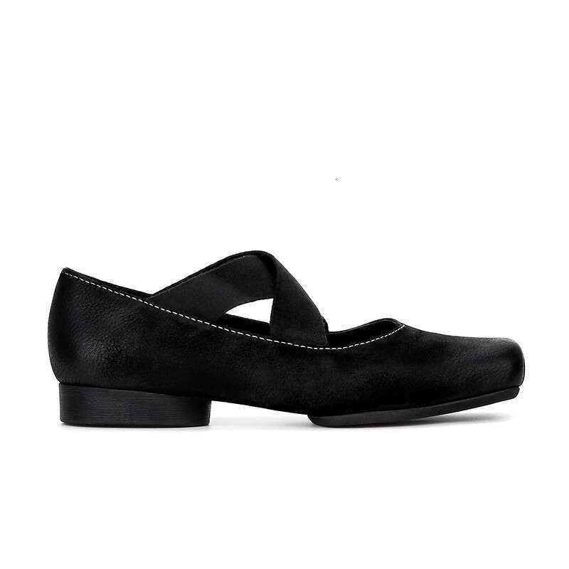Su Yinyin Style Cross Lace Ballet Flats for Women Low Heel Square Toe Mary Jane Shoes Spring Autumn New Model