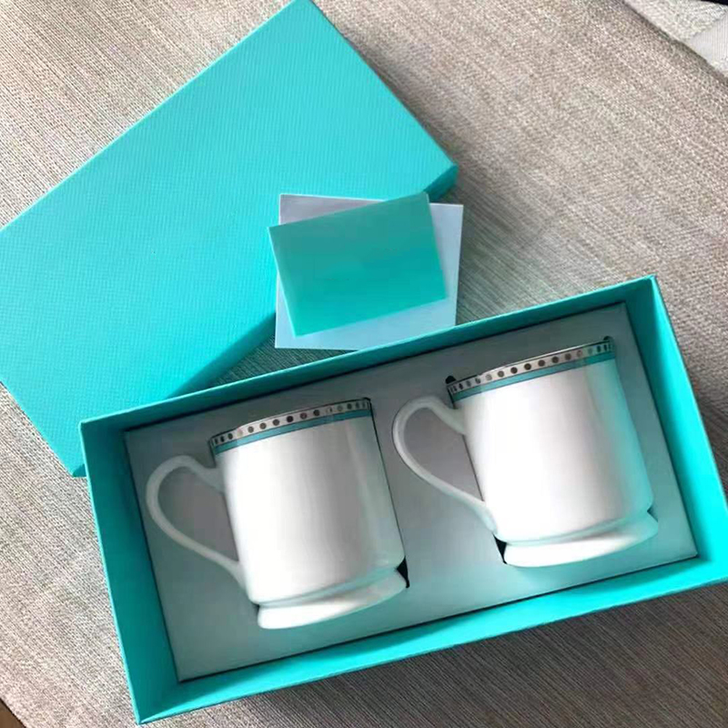 Art Deco Inspired Mug Pair - High-End Ceramic With Angular Handles & Metallic Detailing 252525