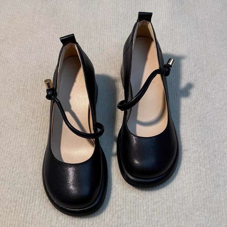 Genuine Leather Mary Jane for Women, New Autumn Style, Chunky Heel, Round Toe, Shallow Mouth, Versatile Commuter Shoes