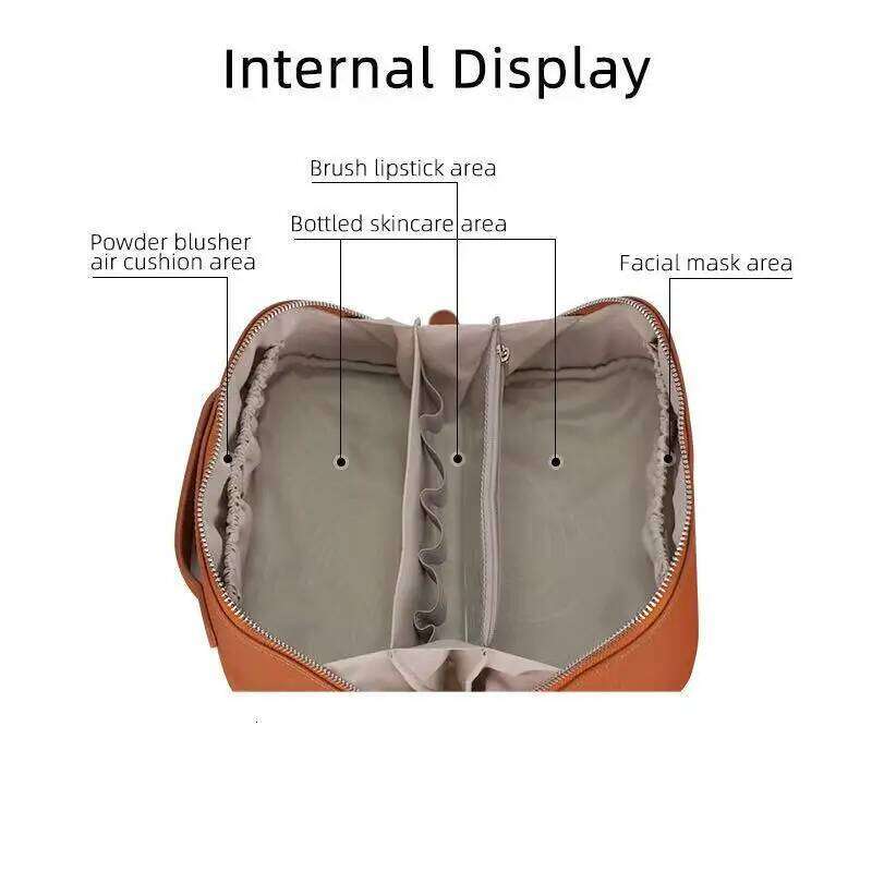 2024 New Head Layer Cowhide Wash Travel Portable Storage Bags Large Capacity Genuine Leather Cosmetic Pack Skincare Bag