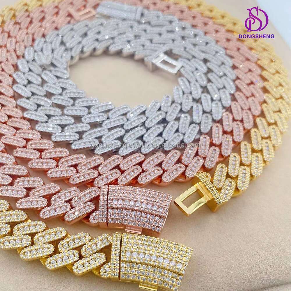 Crazy Hip Hop Chain 18mm Width Box Clasp Sterling Silver 925 Pass Diamond Tester Iced Out Ideal Cut Moissanite Cuban Necklace