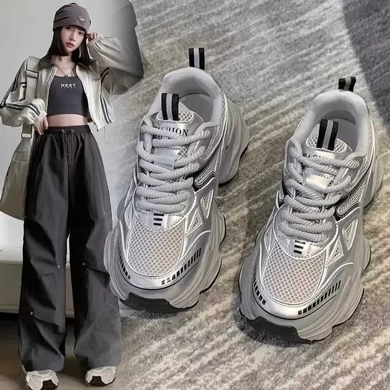New Arrival Women Sneakers Platform Flat Shoes Trainers Ladies Thick Sole Sneakers Fashion Casual Shoes Thick Sole Tennis Vulcanized Shoes Z250529