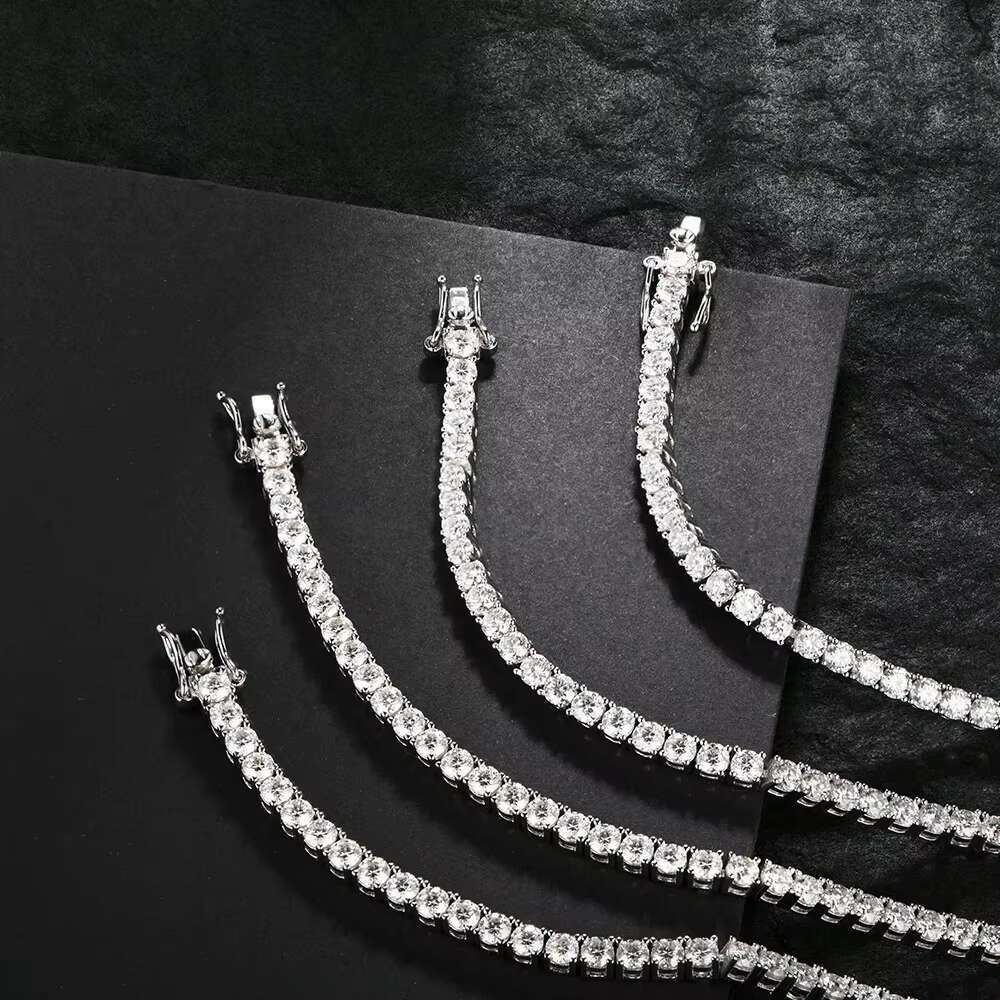 Gra Bling Vvs Wholesale Round Cut 3mm 5mm 4mm Bracelet 3mm 925 Sterling Silver Necklace Moissanite Tennis Chain Sparkle