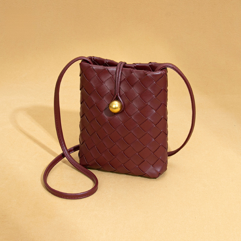 Fashion Mini Vertical Woven Phone Versatile Crossbody Coin Purse Niche Texture Trendy Shoulder Bag for Women