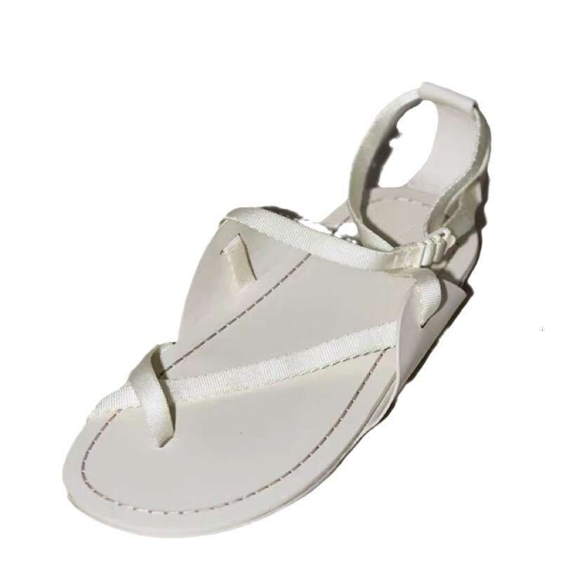 Genuine Leather Niche Design Cross Strap Toe Post Flat Roman Sandals for Women Summer Beach Casual Fashion Slippers