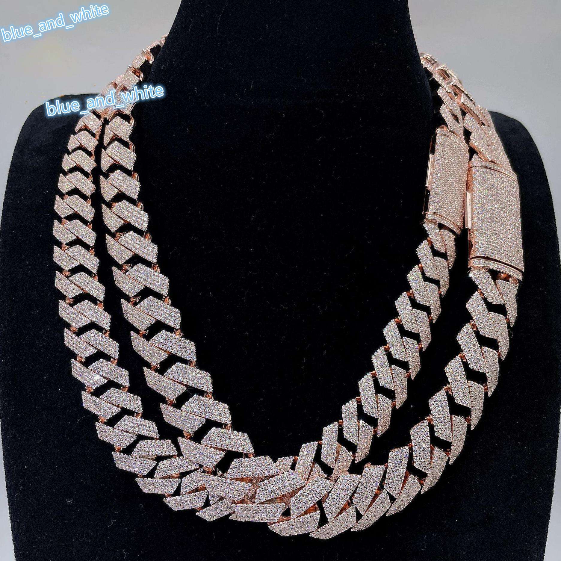 Hip Hop 925 Sterling Silver VVS Moissanite Diamond Jewelry Cuban Link Chains Moissanite Necklace for Men Women