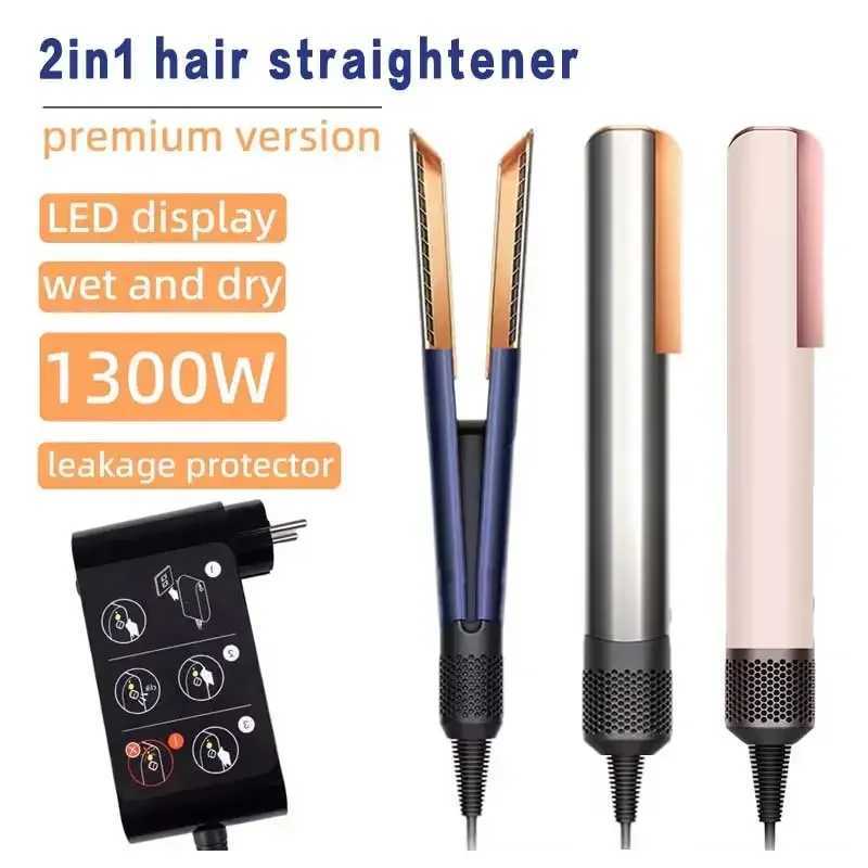 2 IN 1 Professional Hair Straightener Hair Dryer Heat-Up Hair Flat Iron Negative Ion Iron Long-Lasting Styling Tool curling ironXJ250528
