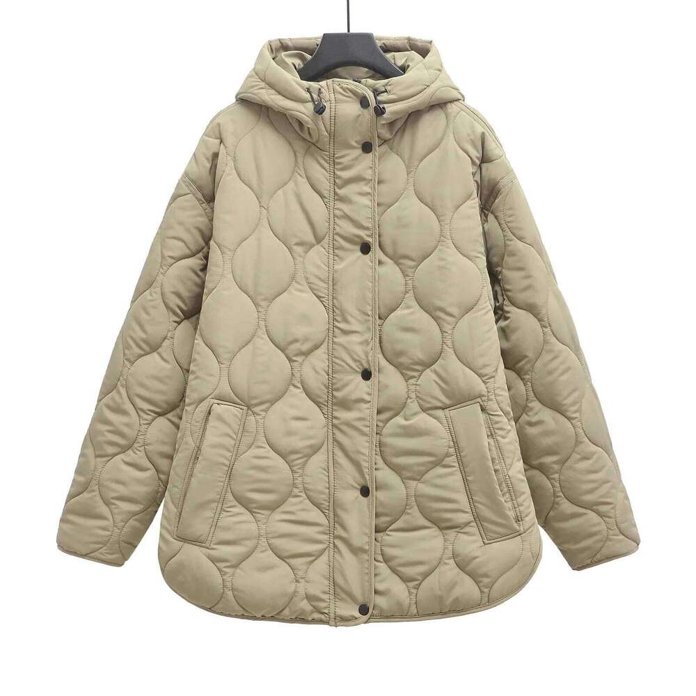 Winter New Style American Women's Hooded Long Sleeve Cotton Padded Jacket Loose Fit Casual Cardigan Large Size Lifestyle Co