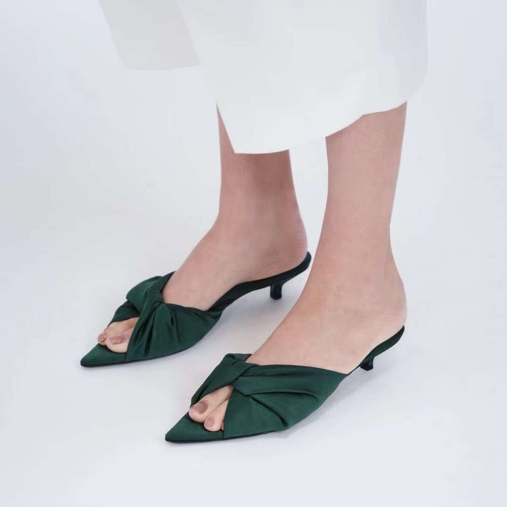 Sheepskin Version ~ French Runway Style Satin Pointed Stiletto Heel Sandals for Women Outdoor 2025 Summer Open Toe Slippers