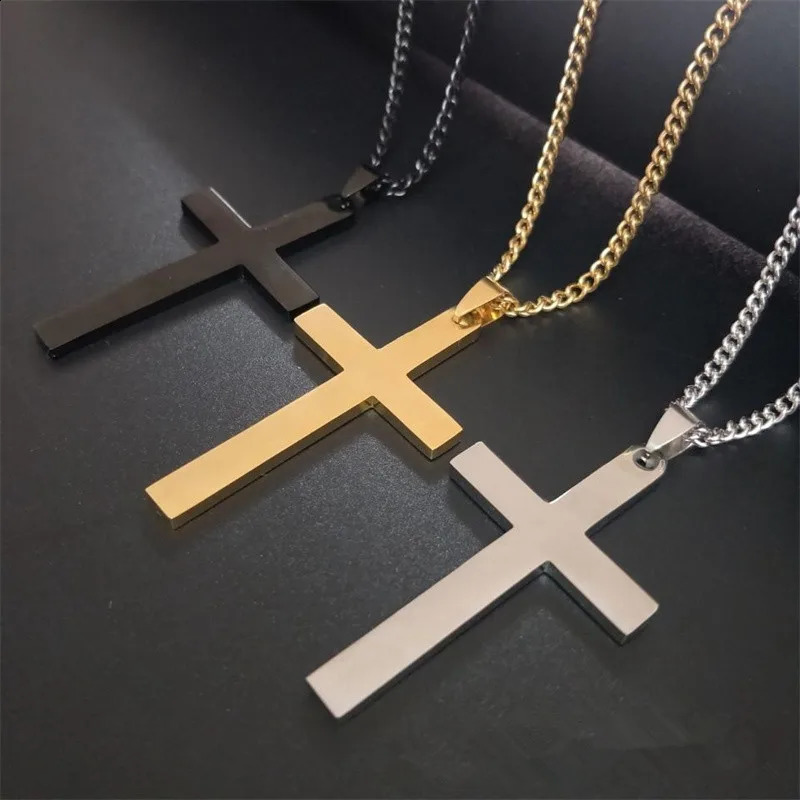 Wus Fashion Cross Pendant Necklace Ladies Mens Stainless Steel Chain Charm Cool Boys Girls Jewelry Gift 250519