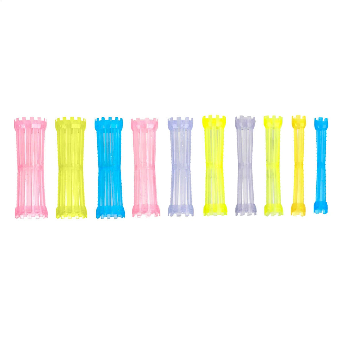 30pcs/set Crystal Hollow Cold Perm Rods with Rubberbands Anion Clear Stretch Classic Transparent Sleep Curler Bars Heatless 1901 250519