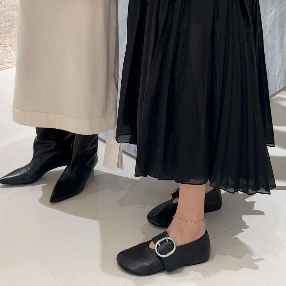 Genuine Buckle Flat Big Head Single Women 2025 Spring Autumn New Mary Jane Loafers Small Leather Shoes