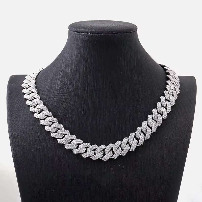 Hiphop wide12MM 925 Sterling Silver Iced Out Moissanite Diamond Cuban Necklace Bussdown D VVS Moissanite Chain Link Chain