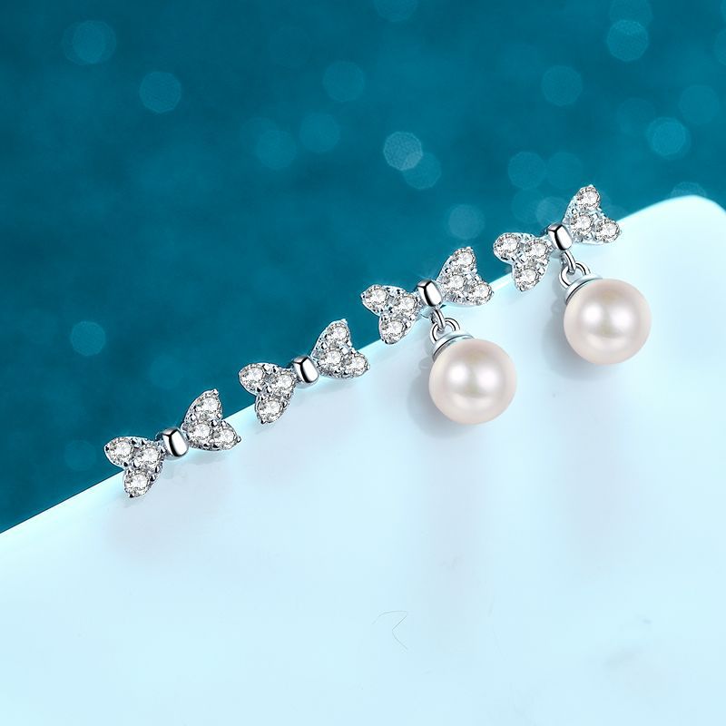 Chic Pair of Silver Hinged Hoops Complemented by Exquisite White Pearls Plus Dazzling 0.3 Carat Equivalent Simulated Gemstones