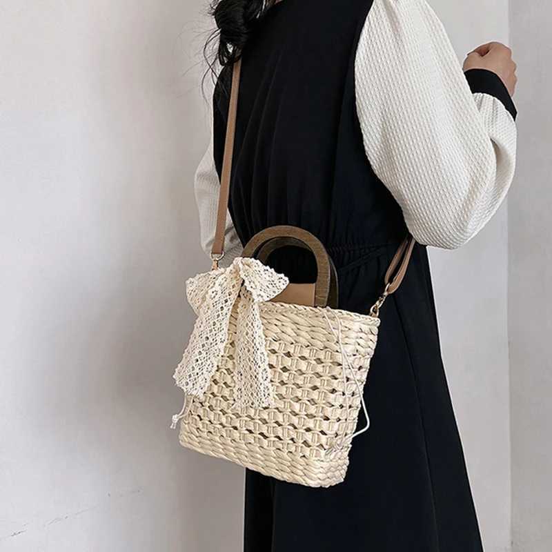 Women Straw Basket Crossbody Bags Top Handle Shoulder Bags Casual Designer Rattan Woven Summer Travel Beach Bags Female Handbag XJ2520528