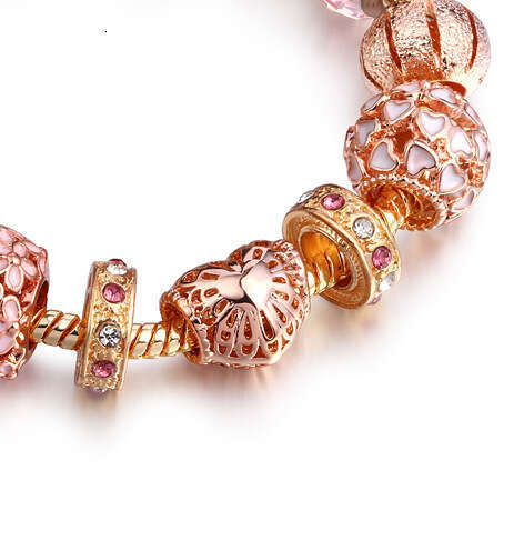 Style Rose Gold Alloy Glass DIY Bead Bracelet