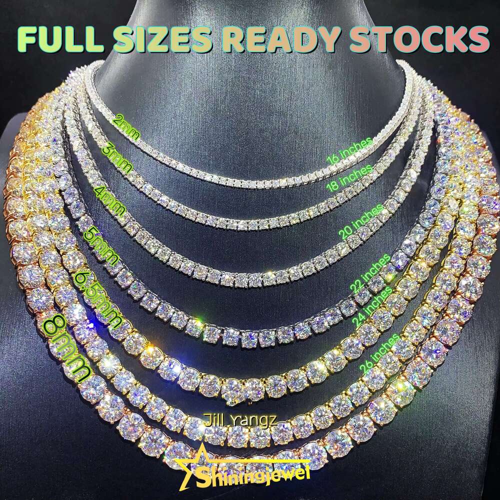 Cheapest Price Ready to Ship Moissanite Diamond Tennis Chain Necklace Bracelet Hip Hop Iced Out Jewelry VVS Moissanite Chain