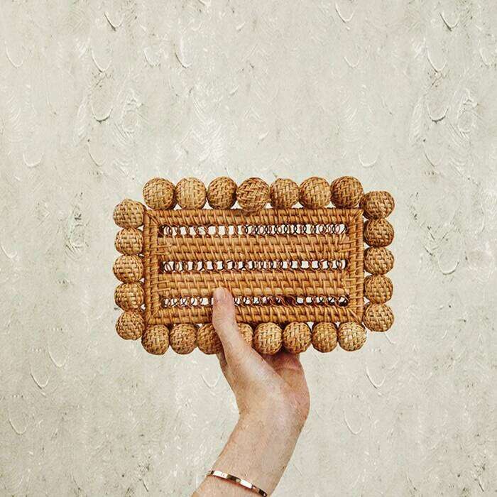 Women natural cane bag Rattan clutch Bag For Wedding Party Purse summer beach Wicker Handbag Designer 2024 new