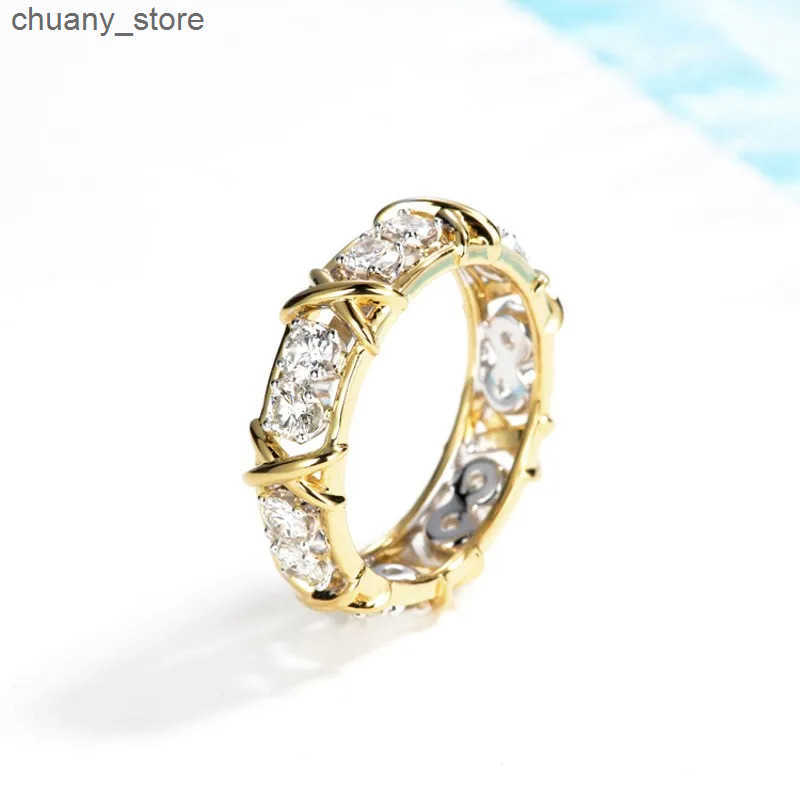 Infinity Eternity 14K Gold Lab Diamond Ring 925 Sterling Silver Engagement Wedding Rings For Women Men Party Finger Band Gift z250529EKN3