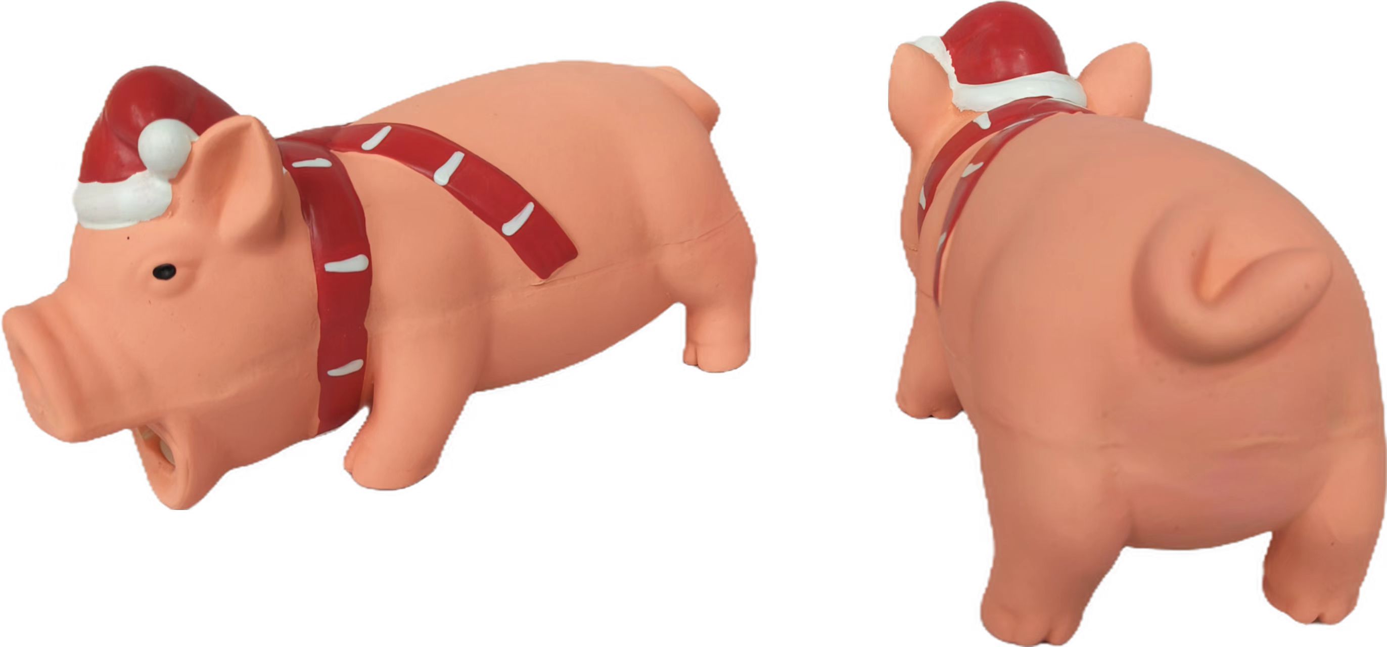 Rubber Christmas Pig Chewy Toy Natural Latex with Chewable Texture - Perfect for Dogs as Christmas Gift 3pcs/Pack