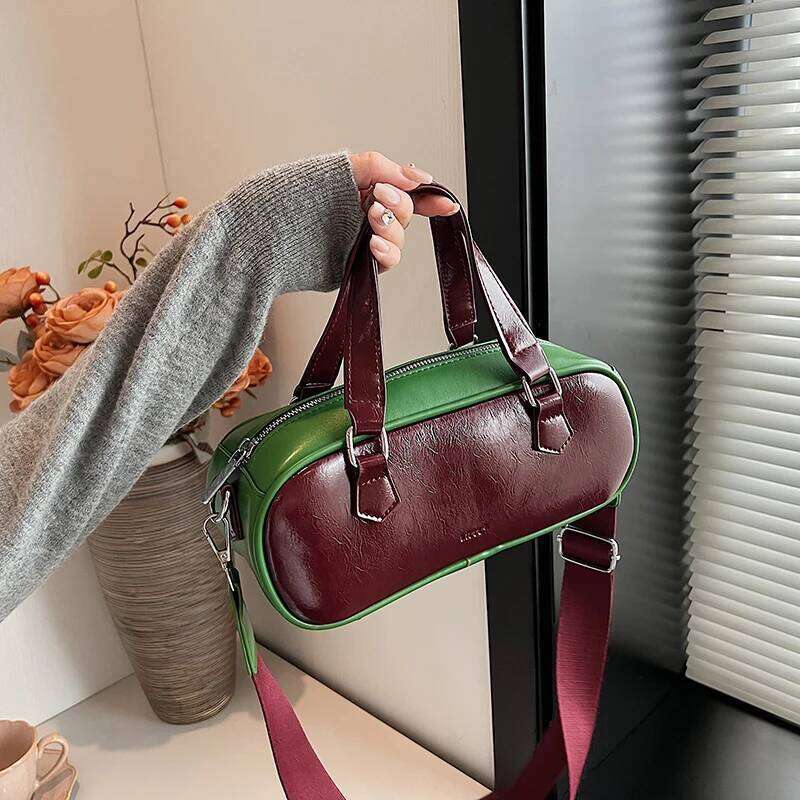 Patchwork Women Top-handle Bags Soft PU Leather Commute Shoulder Crossbody Bag 2024 Winter Latest Trendy Fashion Handbags