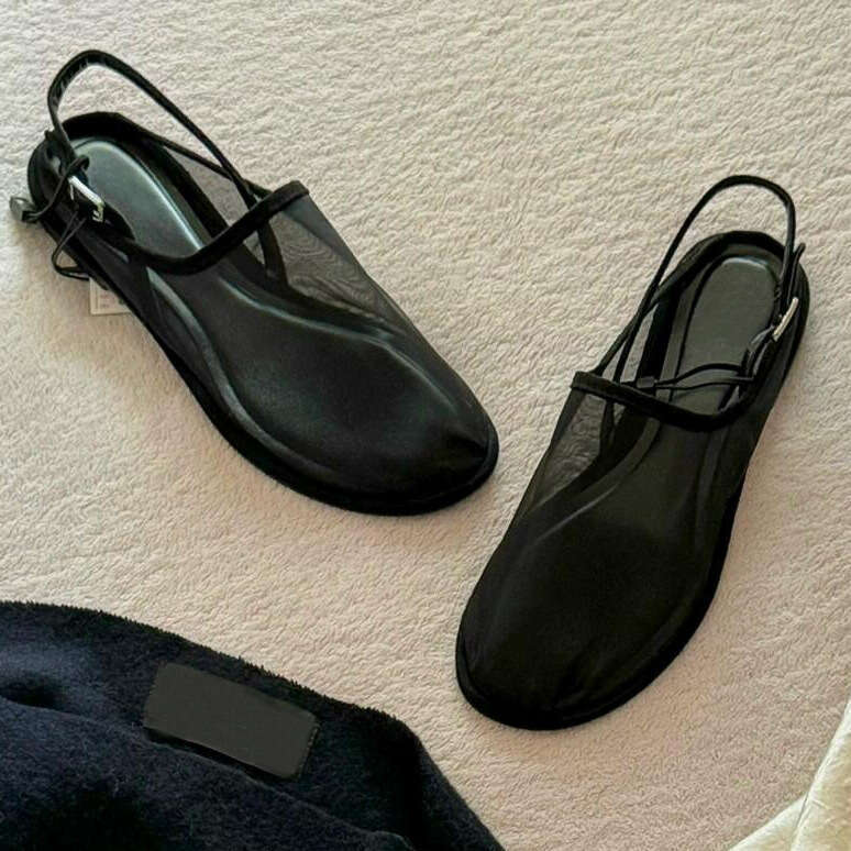 ZA Women's Fabric Mesh Shoes Round Breathable Flat Casual Mules Closed Toe Half Slippers Sandals Women Summer