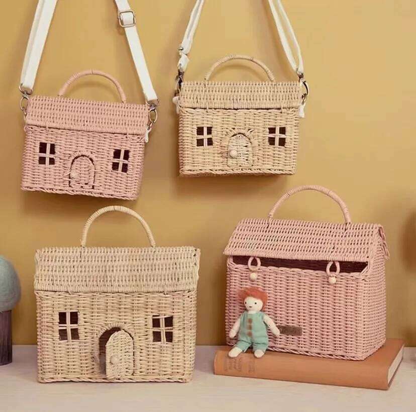 Women's Bags Designer Handmade Woven House Rattan Cute Wicker Straw Bags For Women 2023 Handbags And Purses Bohemian Beach Shoulder Bag Clutch Ne